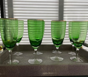 Green- gold rim dinner glasses